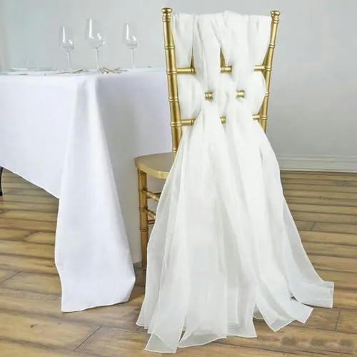 OIFAODAO, Chiffon-Stuhlschärpe for Hochzeitsveranstaltungen, Brautparty-Dekoration, Stuhlschärpe, Tüll-Stuhl-Tutu-Rock,Stuhlschleifen(White) von OIFAODAO