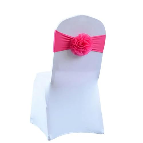 OIFAODAO, Elastische Grenadi-Band-Schleife, Blumen-Stuhl-Knoten-Abdeckung auf der Rückseite, Schärpen for Hotel, Bankett, Hochzeit, Party, Event-Dekoration,Stuhlschleifen(Rose Red) von OIFAODAO
