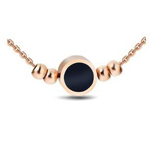 OIFAODAO, Emaillierte Halskette mit rundem Anhänger aus Edelstahl for Damen,Damenkette(Rose Gold Color) von OIFAODAO