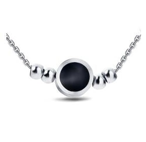 OIFAODAO, Emaillierte Halskette mit rundem Anhänger aus Edelstahl for Damen,Damenkette(Silver Plated) von OIFAODAO