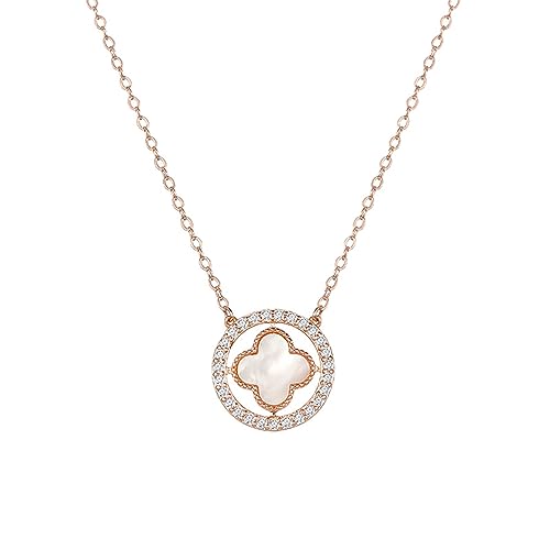 OIFAODAO, Halskette mit Kleeblatt-Anhänger aus Edelstahl in Roségold for Damen,Damenkette OIFAODAO, Halskette mit Kleeblatt-Anhänger aus Edelstahl in Roségold for Damen,Damenkette von OIFAODAO