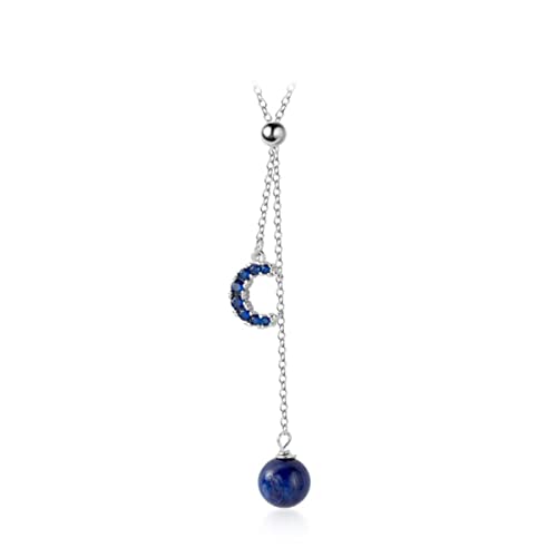 OIFAODAO, Mode Galaxy Blue Planet Mond Kristall Lange Kette Halskette Anhänger Klassischer Charme 925 Sterling Silber Schmuck for Frauen,Damenkette OIFAODAO, Mode Galaxy Blue Planet Mond Kristall Lange Kette Halskette Anhänger Klassischer Charme 925 Sterling Silber Schmuck for Frauen,Damenkette von OIFAODAO