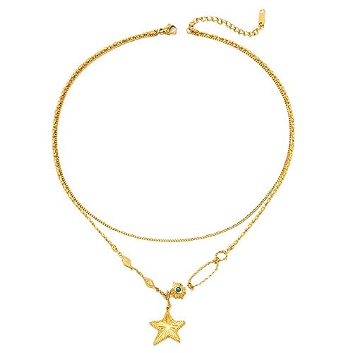 OIFAODAO, Mode Seestern Halskette for Frauen koreanischen Anhänger Gold Farbe Kette Schmuck,Damenkette OIFAODAO, Mode Seestern Halskette for Frauen koreanischen Anhänger Gold Farbe Kette Schmuck,Damenkette von OIFAODAO