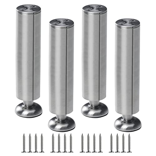 OIFAODAO, Möbelbeine, 4er-Set aus Edelstahl, Verdickte Schrankbeine Tischbeine, Verstellbare runde Beine, for Schrank Sofa Couchtisch Fernsehschrank ，Möbelbeine(10cm/3.94in) von OIFAODAO