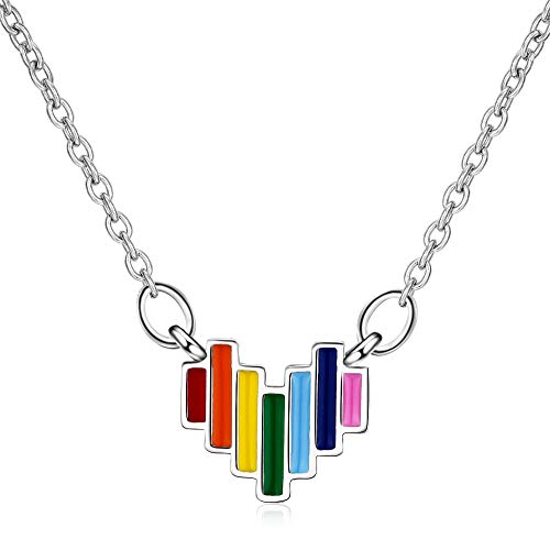 OIFAODAO, Neue 925 Sterling Silber Niedliche Regenbogen Herzen Anhänger Halskette for Frauen Mode Bunte Stil Edlen Schmuck,Damenkette OIFAODAO, Neue 925 Sterling Silber Niedliche Regenbogen Herzen Anhänger Halskette for Frauen Mode Bunte Stil Edlen Schmuck,Damenkette von OIFAODAO