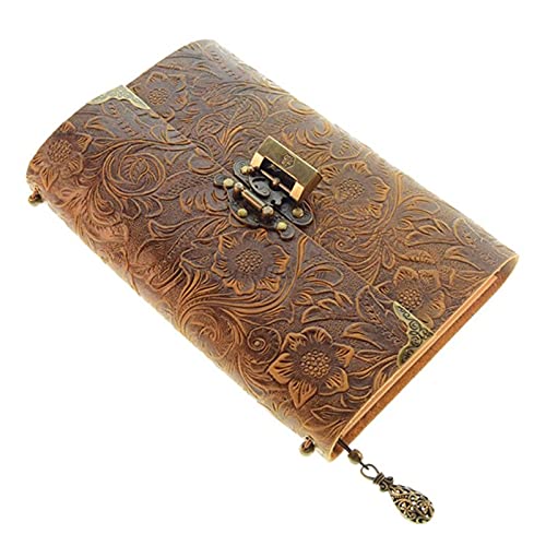 OIFAODAO, Notizbuch mit geprägtem Muster, weiches Leder, Reisenotizbuch Schloss, Tagebuch, Notizblock, Kraftpapier for geschäftliches Skizzieren und Schreiben,Notizbuch(Bronze) von OIFAODAO