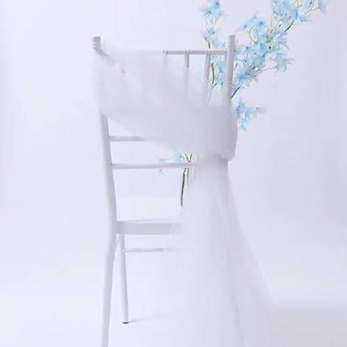 OIFAODAO, Organza-Stuhlschärpen, Blockschärpen, Stuhlschleifen, Hochzeitsfeier, Bankettveranstaltung, Stuhldekoration,Stuhlschleifen(White,50pcs) von OIFAODAO
