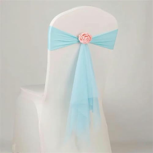 OIFAODAO, Organza-Stuhlschärpen, Blumen-Spandex-Organza-Stuhldekoration, Hochzeit, Festival, Party, Stuhlhussen und Schleifen for Weihnachten,Stuhlschleifen(Blue Sky) von OIFAODAO