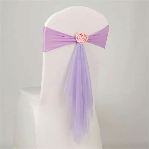 OIFAODAO, Organza-Stuhlschärpen, Blumen-Spandex-Organza-Stuhldekoration, Hochzeit, Festival, Party, Stuhlhussen und Schleifen for Weihnachten,Stuhlschleifen(Lavender) von OIFAODAO