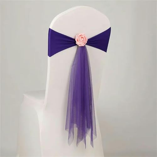 OIFAODAO, Organza-Stuhlschärpen, Blumen-Spandex-Organza-Stuhldekoration, Hochzeit, Festival, Party, Stuhlhussen und Schleifen for Weihnachten,Stuhlschleifen(Viola) von OIFAODAO