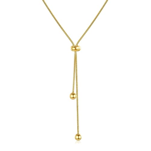 OIFAODAO, Schlichte goldene Handziehkette, 18 Karat vergoldet, weiche Schlangenkette mit Kugelanhänger, Edelstahl, Goldkette for Damen,Damenkette OIFAODAO, Schlichte goldene Handziehkette, 18 Karat vergoldet, weiche Schlangenkette mit Kugelanhänger, Edelstahl, Goldkette for Damen,Damenkette von OIFAODAO