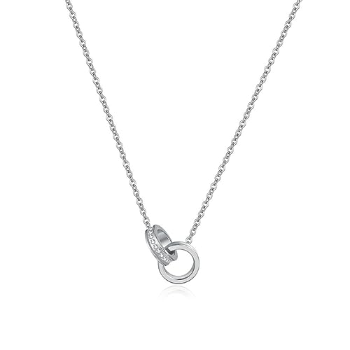 OIFAODAO, Schmuck Edelstahl 18k vergoldet Kreis Charm Choker Halskette for Frauen,Damenkette(Silver) von OIFAODAO