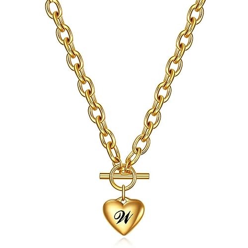 OIFAODAO, Schmuck Herz Anhänger Anfangsbuchstaben Halsketten for Frau Geschenk Edelstahl Link Kette Charm Choker Halskette,Damenkette OIFAODAO, Schmuck Herz Anhänger Anfangsbuchstaben Halsketten for Frau Geschenk Edelstahl Link Kette Charm Choker Halskette,Damenkette von OIFAODAO