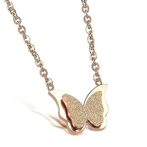 OIFAODAO, Serie Schmetterling Lady Rose Gold Anhänger Edelstahl Halskette,Damenkette OIFAODAO, Serie Schmetterling Lady Rose Gold Anhänger Edelstahl Halskette,Damenkette von OIFAODAO