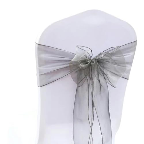 OIFAODAO, Stühle Knoten Abdeckung Bogen 1pc Organza Hochzeit Dekoration Stuhl Schärpen Gürtel Krawatten for Party Hotel bankett Dekor,Stuhlschleifen(Silver) von OIFAODAO