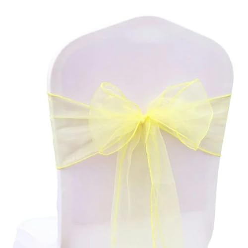 OIFAODAO, Stühle Knoten Abdeckung Bogen 1pc Organza Hochzeit Dekoration Stuhl Schärpen Gürtel Krawatten for Party Hotel bankett Dekor,Stuhlschleifen(Yellow) von OIFAODAO