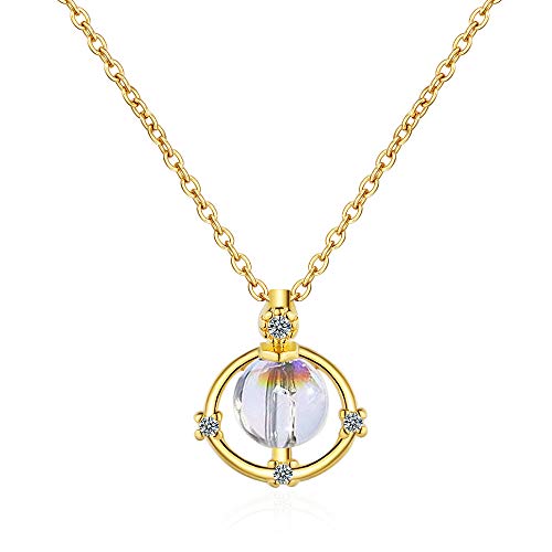 OIFAODAO, Trendy Halskette mit Planeten-Anhänger aus blauem Kristall for Frauen, 100% 925er Sterlingsilber, modische Gliederkette, edler Schmuck,Damenkette OIFAODAO, Trendy Halskette mit Planeten-Anhänger aus blauem Kristall for Frauen, 100% 925er Sterlingsilber, modische Gliederkette, edler Schmuck,Damenkette von OIFAODAO