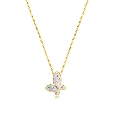 OIFAODAO, Trendy Schmetterling Anhänger Kette Charms Display Zirkon Edelstahl Halskette Frauen,Damenkette(Gold) von OIFAODAO