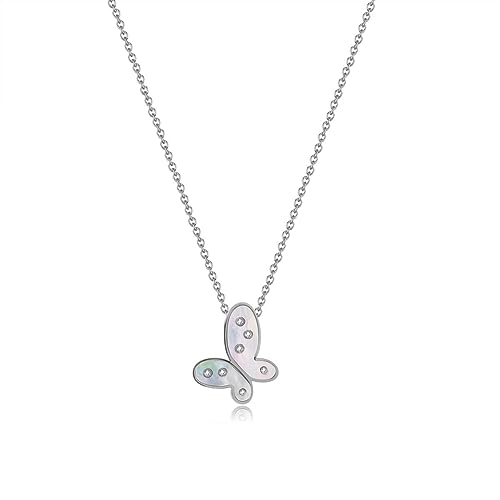 OIFAODAO, Trendy Schmetterling Anhänger Kette Charms Display Zirkon Edelstahl Halskette Frauen,Damenkette(Silver) von OIFAODAO