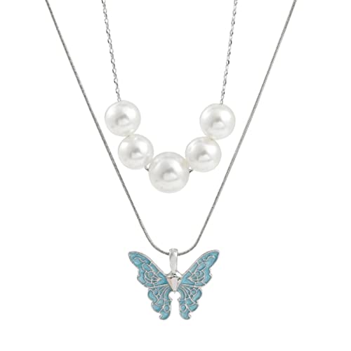 OIFAODAO, Vintage-Mode Frauen Schmetterling Halsketten Thai Pop Perle Halskette Doppel Multilayer Kragen Choker Schmuck Gril Geschenk,Damenkette OIFAODAO, Vintage-Mode Frauen Schmetterling Halsketten Thai Pop Perle Halskette Doppel Multilayer Kragen Choker Schmuck Gril Geschenk,Damenkette von OIFAODAO