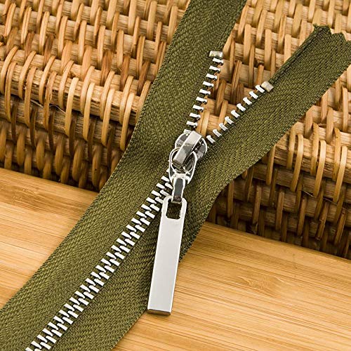 OIFAODAO, Y Zähne Kupferzahn Kleidung Ausschnitt Ledermantel Jacke Tasche Reißverschluss geschlossener Schwanz Zubehör,Reißverschlüsse(ArmyGreen,14 cm) von OIFAODAO
