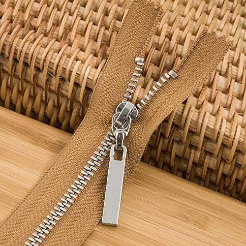 OIFAODAO, Y Zähne Kupferzahn Kleidung Ausschnitt Ledermantel Jacke Tasche Reißverschluss geschlossener Schwanz Zubehör,Reißverschlüsse(Light Tan,24 cm) von OIFAODAO