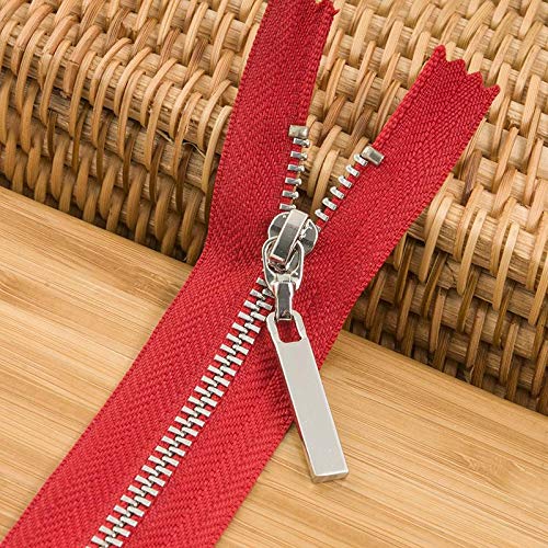 OIFAODAO, Y Zähne Kupferzahn Kleidung Ausschnitt Ledermantel Jacke Tasche Reißverschluss geschlossener Schwanz Zubehör,Reißverschlüsse(Red,11 cm) von OIFAODAO