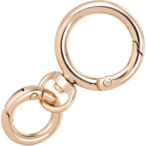 OIIKI 1 Set Drehverschluss-Clips, Metall-Karabinerhaken, doppelte Öffnung, Schlüsselanhänger-Clip mit Schlüsselring für Bastelarbeiten, Schmuckverschlüsse, Schlüsselbandherstellung, Gold von OIIKI