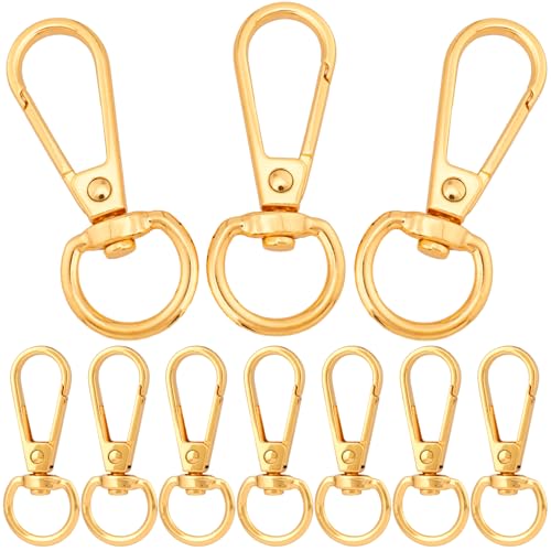 OIIKI 10 Sets Drehverschluss-Clips, Metall-Karabinerhaken, flexibler Schlüsselanhänger-Clip mit Schlüsselring für Bastelarbeiten, Schmuckverschlüsse, Schlüsselbandherstellung, Gold von OIIKI