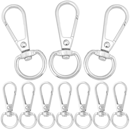 OIIKI 10 Sets Drehverschluss-Clips, Metall-Karabinerhaken, flexibler Schlüsselanhänger-Clip mit Schlüsselring für Bastelarbeiten, Schmuckverschlüsse, Schlüsselbandherstellung, Silber OIIKI 10 Sets Drehverschluss-Clips, Metall-Karabinerhaken, flexibler Schlüsselanhänger-Clip mit Schlüsselring für Bastelarbeiten, Schmuckverschlüsse, Schlüsselbandherstellung, Silber von OIIKI