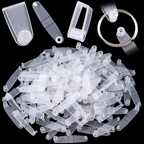 OIIKI 100 Stück Kunststoff-Schlüsselanhänger-Clips, transparente Acryl-Schlüsselanhänger-Verbindungsstücke, Kartenhalter für Schlüssel, Ringe, Büro, Kreditkarte, Handwerk, Schmuckherstellung, Bulk von OIIKI