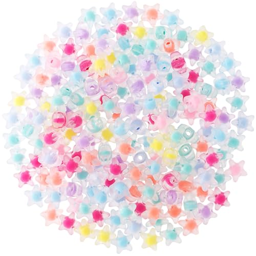 OIIKI 180 Stück Acryl-Perlen in Sternform, bezaubernde Perlen, bunte, mattierte Acrylperlen, 11 mm, für DIY-Schmuckherstellung, Halskette, Armband, Zubehör von OIIKI