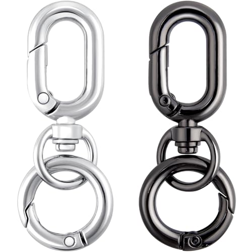 OIIKI 2 Sets Doppelöffnungs-Drehverschlussklammern, Metall-Karabinerhaken, Schlüsselanhänger-Clip mit Schlüsselring für Bastelarbeiten, Schmuckverschlüsse, Schlüsselbandherstellung – Silber, Schwarz OIIKI 2 Sets Doppelöffnungs-Drehverschlussklammern, Metall-Karabinerhaken, Schlüsselanhänger-Clip mit Schlüsselring für Bastelarbeiten, Schmuckverschlüsse, Schlüsselbandherstellung – Silber, Schwarz von OIIKI