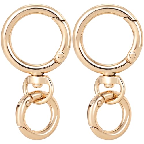 OIIKI 2 Sets Drehverschluss-Clips, Metall-Karabinerhaken, doppelte Öffnung, Schlüsselanhänger-Clip mit Schlüsselring für Bastelarbeiten, Schmuckverschlüsse, Schlüsselbandherstellung, Gold von OIIKI