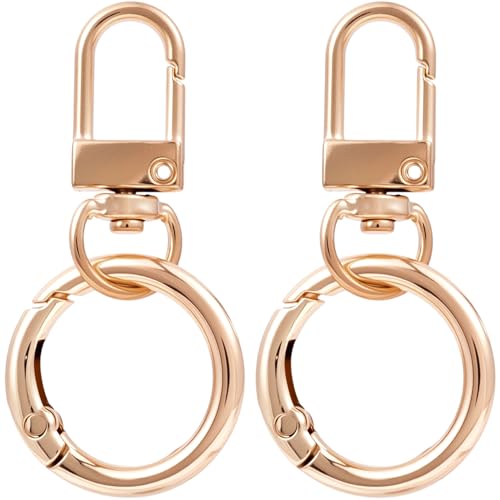 OIIKI 2 Sets Drehverschluss-Clips, Metall-Karabinerhaken, doppelte Öffnung, Schlüsselanhänger-Clip mit Schlüsselring für Bastelarbeiten, Schmuckverschlüsse, Schlüsselbandherstellung, Gold OIIKI 2 Sets Drehverschluss-Clips, Metall-Karabinerhaken, doppelte Öffnung, Schlüsselanhänger-Clip mit Schlüsselring für Bastelarbeiten, Schmuckverschlüsse, Schlüsselbandherstellung, Gold von OIIKI