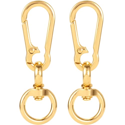 OIIKI 2 Sets Drehverschluss-Clips, Metall-Karabinerhaken, flexibler Schlüsselanhänger-Clip mit Schlüsselring für Bastelarbeiten, Schmuckverschlüsse, Schlüsselbandherstellung, Gold, 6,3 x 2 cm von OIIKI