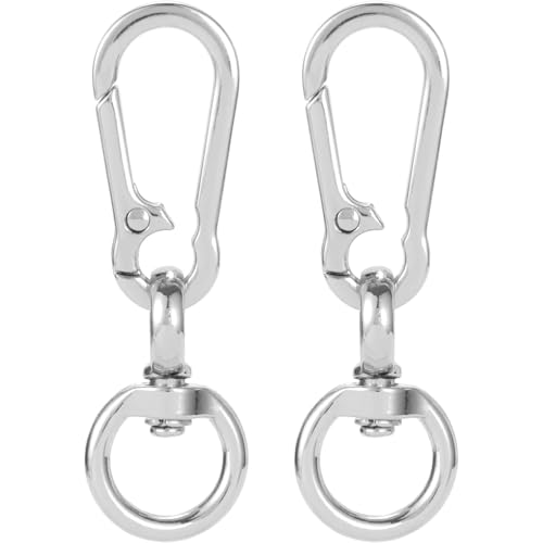 OIIKI 2 Sets Drehverschluss-Clips, Metall-Karabinerhaken, flexibler Schlüsselanhänger-Clip mit Schlüsselring für Bastelarbeiten, Schmuckverschlüsse, Schlüsselbandherstellung, Silber, 6,3 x 2 cm von OIIKI
