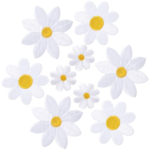 OIIKI Aufnäher zum Aufbügeln, Motiv: niedliche Gänseblümchen, zum Aufnähen, bestickt, zum Aufnähen für Taschen, Jacken, Jeans, Kleidung, 3 Größen, Weiß, 9 Stück OIIKI Aufnäher zum Aufbügeln, Motiv: niedliche Gänseblümchen, zum Aufnähen, bestickt, zum Aufnähen für Taschen, Jacken, Jeans, Kleidung, 3 Größen, Weiß, 9 Stück von OIIKI
