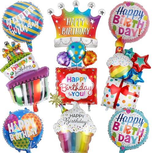 Happy Geburtstag Kuchen Folienballon Deko - 9 Stück Buntem Aufblasbare Torte Helium Ballon Happy Birthday Torten Folien Luftballon Für Kinder Geburtstags Karneval Urlaub Party Dekoration Happy Geburtstag Kuchen Folienballon Deko - 9 Stück Buntem Aufblasbare Torte Helium Ballon Happy Birthday Torten Folien Luftballon Für Kinder Geburtstags Karneval Urlaub Party Dekoration von OIODDYY