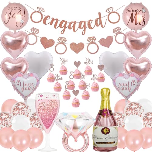 Verlobung Deko Hochzeit Banner Luftballon - 50 Stück Roségold Engaged Banner Herzballons Diamantene Ring Folienballon Für Valentinstag Geständnis Heiratsantrag Verlobung Hochzeit Party Dekoration Verlobung Deko Hochzeit Banner Luftballon - 50 Stück Roségold Engaged Banner Herzballons Diamantene Ring Folienballon Für Valentinstag Geständnis Heiratsantrag Verlobung Hochzeit Party Dekoration von OIODDYY