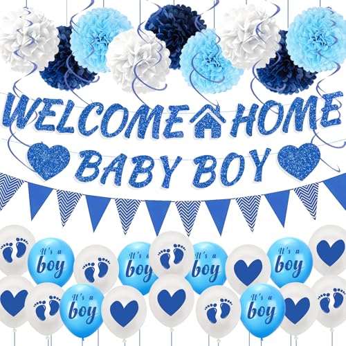 Welcome Home Baby Boy Banner - 35 Pcs Willkommen Zuhause Deko Including Baby Shower Taufe BoyBallons Wimpelkette Kinderzimmer Gender Reveal Party Welcome Home Herzlich Girlande Welcome Home Baby Boy Banner - 35 Pcs Willkommen Zuhause Deko Including Baby Shower Taufe BoyBallons Wimpelkette Kinderzimmer Gender Reveal Party Welcome Home Herzlich Girlande von OIODDYY