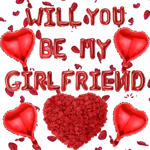 Will You Be My Girlfriend - 525 Stück Will You Be My Girlfriend Buchstaben Folienballon Banner Rot Herz Ballons Künstliche Rosenblätter Für Valentinstag Geständnis Jubiläen Hochzeit Geburtstag Dekor Will You Be My Girlfriend - 525 Stück Will You Be My Girlfriend Buchstaben Folienballon Banner Rot Herz Ballons Künstliche Rosenblätter Für Valentinstag Geständnis Jubiläen Hochzeit Geburtstag Dekor von OIODDYY