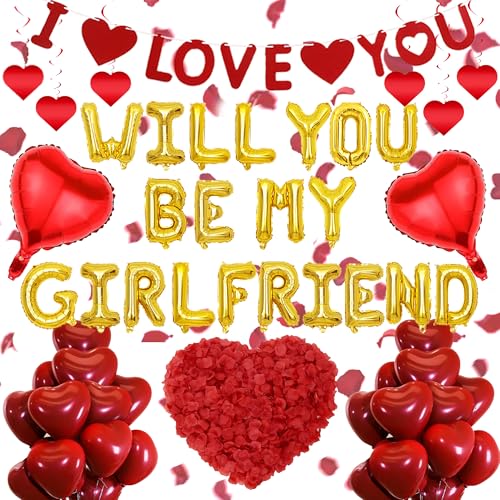 Will You Be My Girlfriend - 554 StüCk Buchstaben Folienballon Banner Herz Spiral Dekoration Roten RosenbläTtern FüR JubiläUmsdekorationen Hochzeiten Verlobungen Valentinstag GestäNdnis Mottoparty Will You Be My Girlfriend - 554 StüCk Buchstaben Folienballon Banner Herz Spiral Dekoration Roten RosenbläTtern FüR JubiläUmsdekorationen Hochzeiten Verlobungen Valentinstag GestäNdnis Mottoparty von OIODDYY
