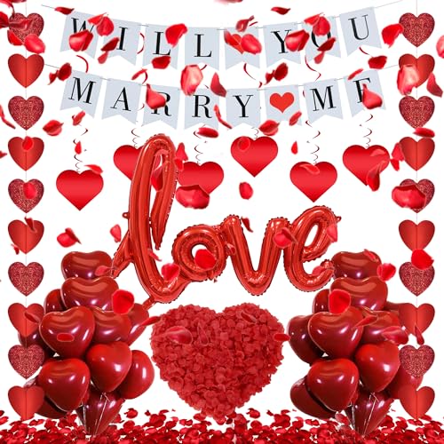 Will You Marry Me Luftballon - 535 Pcs Heiratsantrag Deko Willst Du Mich Heiraten Banner Red Love Folienballon Heart Ballons RosenbläTter für Antrag Hochzeit Valentinstag GestäNdnis Verlobung Will You Marry Me Luftballon - 535 Pcs Heiratsantrag Deko Willst Du Mich Heiraten Banner Red Love Folienballon Heart Ballons RosenbläTter für Antrag Hochzeit Valentinstag GestäNdnis Verlobung von OIODDYY
