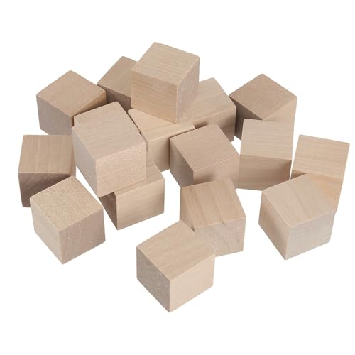 18 Stück Holzwürfel 40mm, Blanko Würfel Holz, Natürliche Holzklötzchen zum Basteln, Quadrat Holzklötze für DIY Handwerk, Malen, Lernen von OIODKDEF