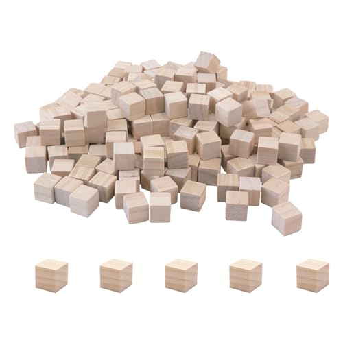 300 Stück Holzwürfel 10mm, Blanko Würfel Holz, Natürliche Holzklötzchen zum Basteln, Quadrat Holzklötze für DIY Handwerk, Malen, Lernen von OIODKDEF