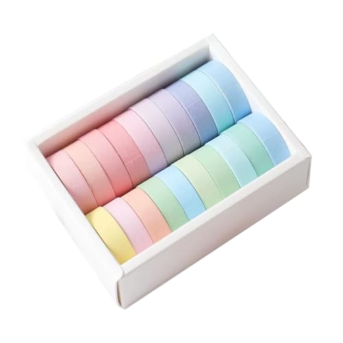 OIODKDEF 20 Rollen Washi Tape Set, Bunt Masking Tape, Beschreibbar Klebeband, Dekorative Washi Tape Kinder, Regenbogenfarben Tape für Scrapbooking, DIY Handwerk Und Verpackung von OIODKDEF