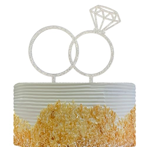 Diamant-Ring-Kuchenaufsatz, Hochzeitstag, Brautparty, Verlobungsdekorationen, Hochzeits-Party-Dekorationen, silberfarbenes Glitzer-Acryl Diamant-Ring-Kuchenaufsatz, Hochzeitstag, Brautparty, Verlobungsdekorationen, Hochzeits-Party-Dekorationen, silberfarbenes Glitzer-Acryl von OIXCMNJQ