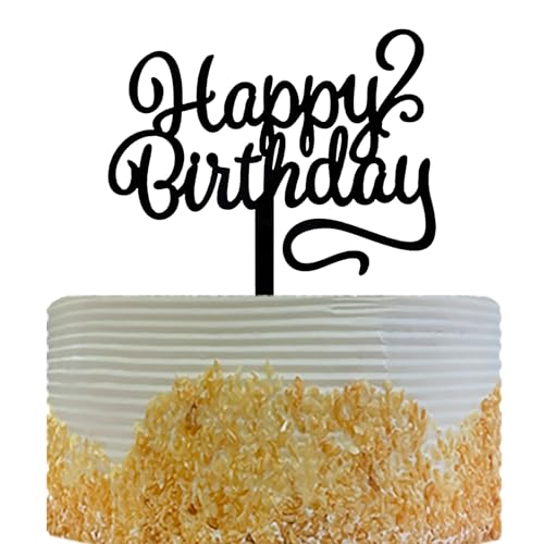 Happy Birthday Cake Topper Geburtstag Party Dekoration Schwarz Acryl von OIXCMNJQ