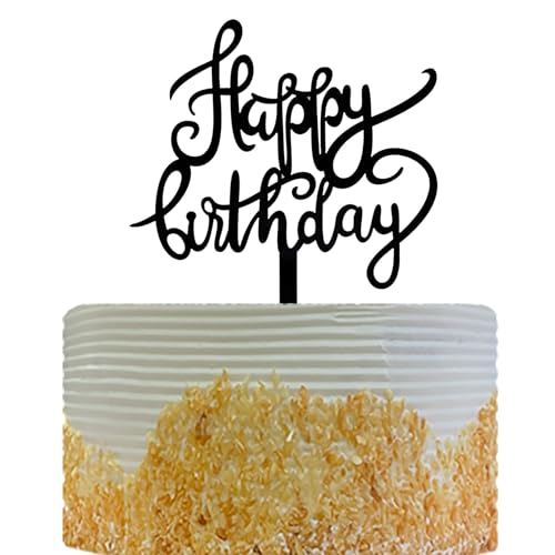 Happy Birthday Cake Topper Geburtstag Party Dekoration Schwarz Acryl von OIXCMNJQ